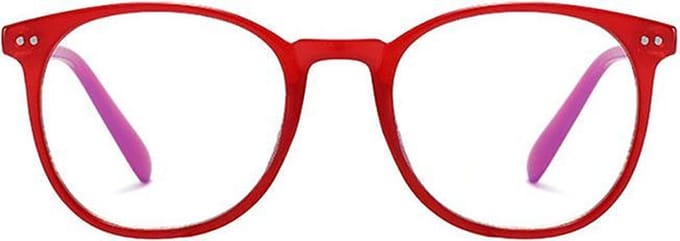 Computerbril - Anti Blauwlicht Bril - Rond Retro Model - Rood