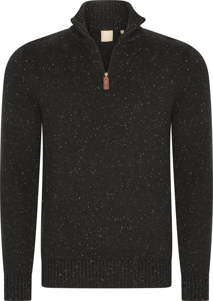 Mario Russo Skipper - Heren Trui - Half Zip - Zwart - M
