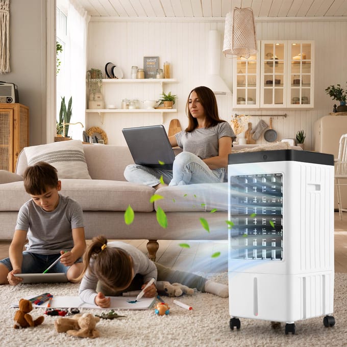 Refroidisseur d'air par évaporation Refroidisseur de marais à oscillation de 100 degrés avec télécommande / 2 glacières / 2,11 gal Remote Control EU Plug black