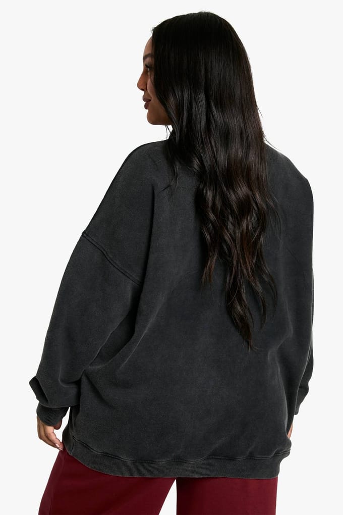 boohoo Dames Plus California Cherry Oversized Sweatshirt | Charcoal | Maat: 18