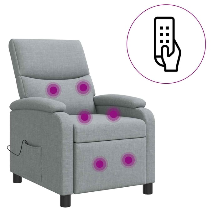 vidaXL - Massage - Relaxstoel - Lichtgrijs - Stof