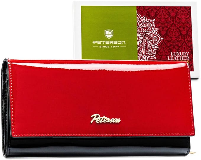 Peterson Portemonnee - Dames - Rood/Zwart - RFID - Leren Constructie