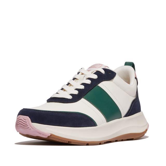 FitFlop F-Mode Flow Sneaker - Leather & Suede Mix BLAUW - Maat 37