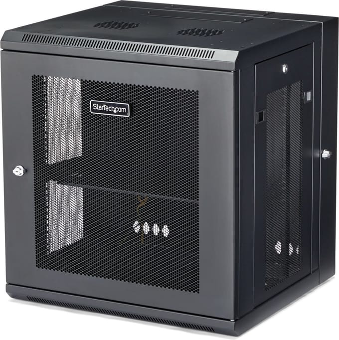 StarTech.com 12U 19 Wandmonteerbaar Netwerk Cabinet, Diepte 40cm (16), Afsluitbaar IT Rack voor Netwerk Switch/Apparatuur, Geventileerd Data Rack met Schap & Zijpanelen, Voorgemonteerd