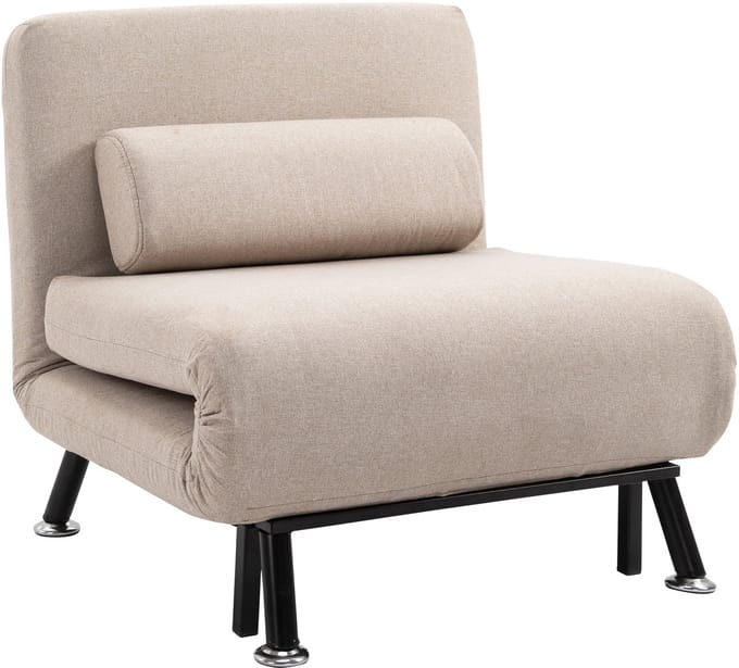 HOMCOM - 2-in-1 Fauteuil - Bedfunctie - Kussen - Verstelbare Rugleuning