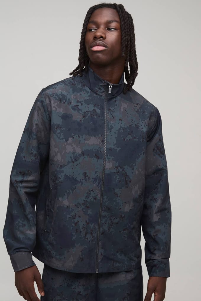 Camo Ripstop Funnel Neck Overshirt | Size Medium