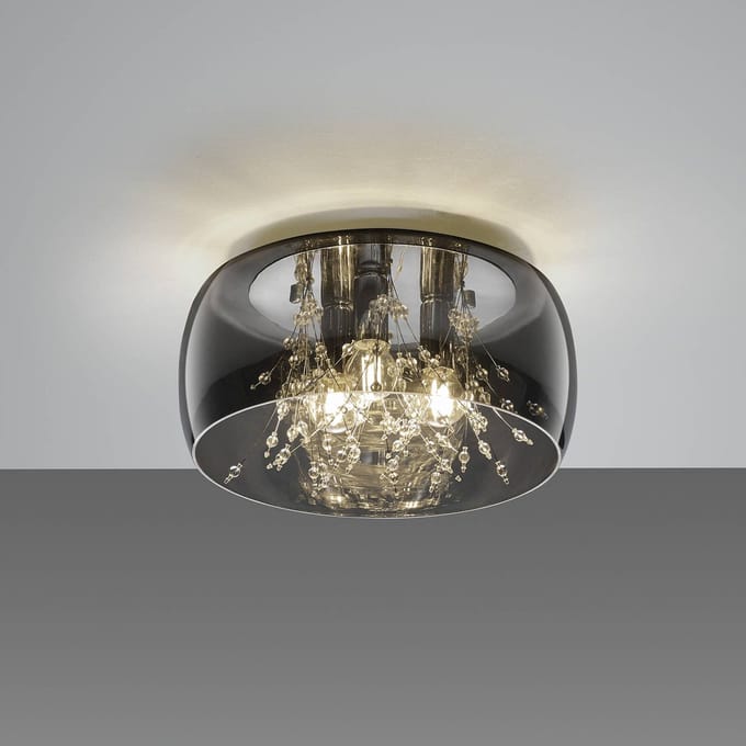 Trio Lighting Plafondlamp Crystel van glas, chroom, Ø 34 cm