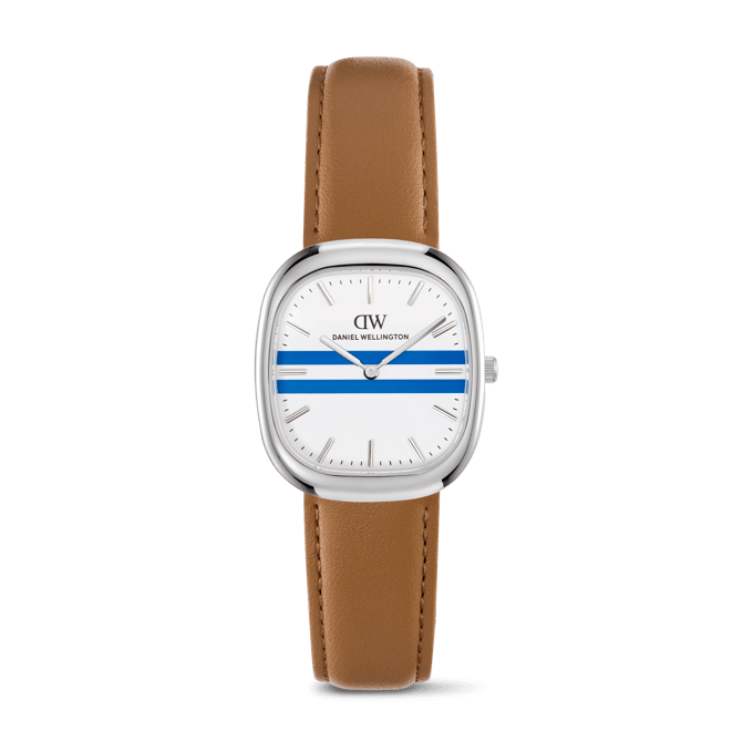 Daniel Wellington DW Watch Cort Tan Brown Leather White-Blue Silver 30mm