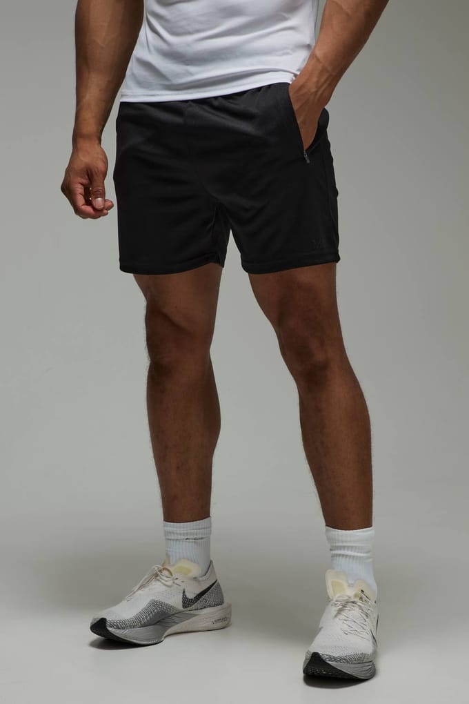 Man Active Zip Pockets 5inch Basic Training Short | Black | Size Small