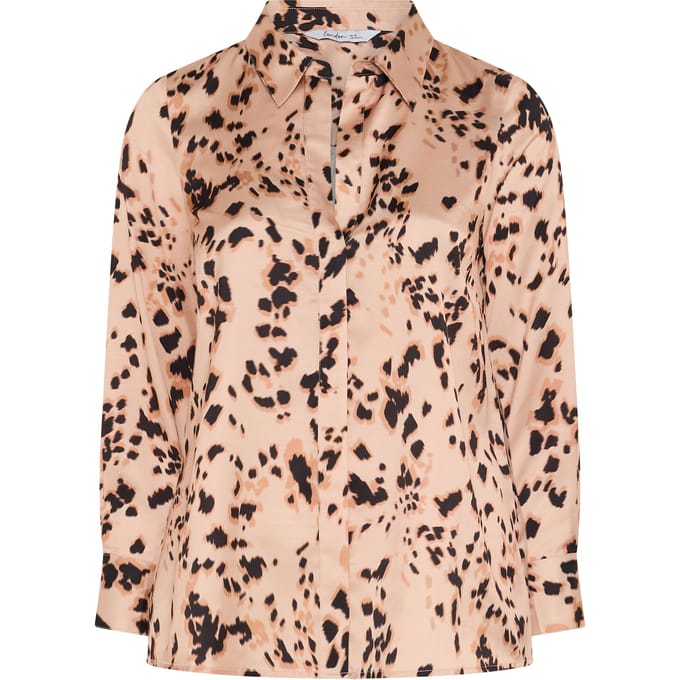 Yours London Curve Bruine Satijnen Blouse Met Dierenprint Size 38