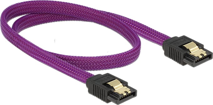 Premium SATA datakabel - nylon - SATA600 - 6 Gbit/s / paars - 0,50 meter