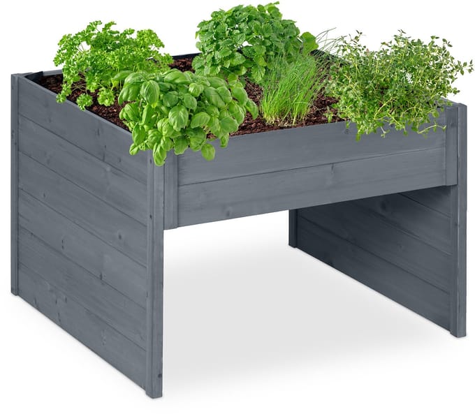 robotmaaier garage - 52,5 x 79 x 74 cm - met plantenbak - hout - grijs