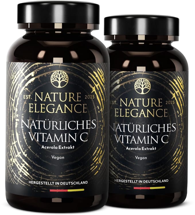 Nature Elegance Zuivere Vitamine C uit Acerola – Vegan, 360 Capsules, Duitsland
