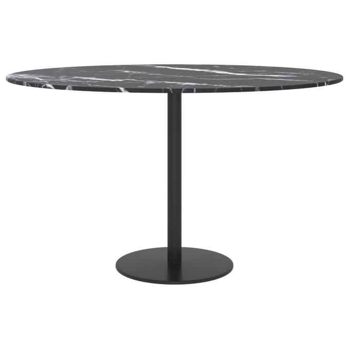 vidaXL - Tafelblad - Ø70x0,8 - cm - gehard - glas - met - marmeren - design - zwart