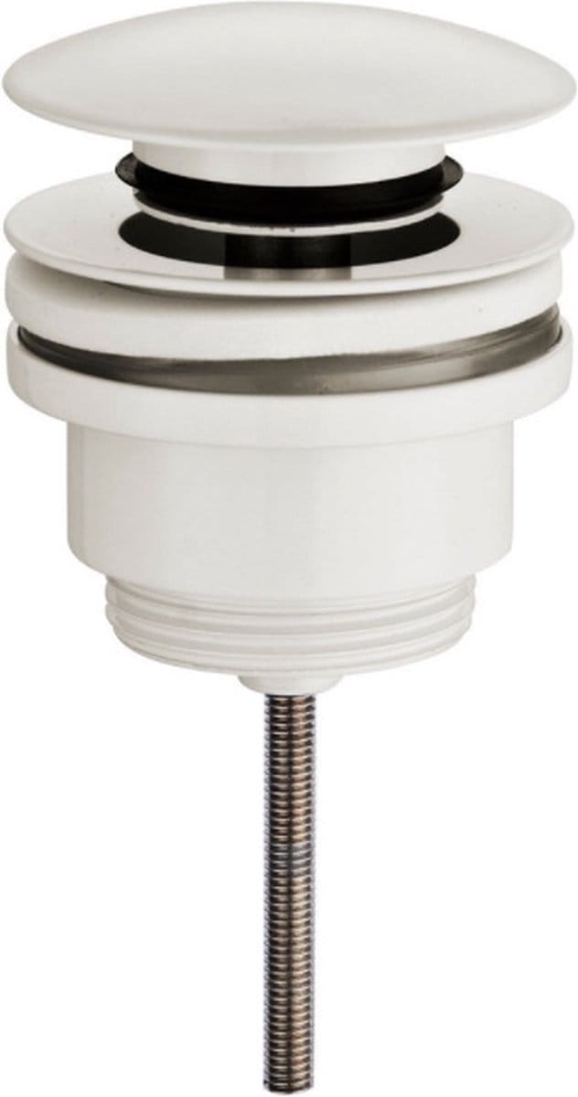 Wastafel Afvoerplug - Stopkraan Wasbak - Water Dicht Houden - Laag Modern Model - Met Overloop - Mat Wit