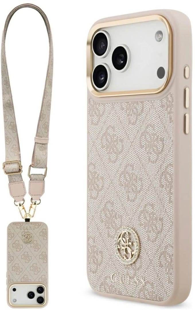 Guess Case 4G Strass Logo Grote Band Metalen Knopen Voor Iphone 17 Pro Max