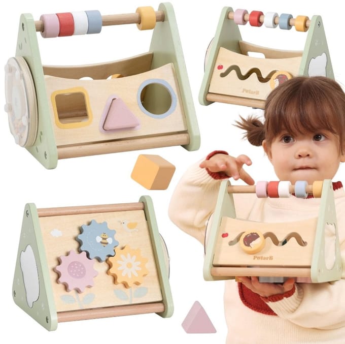 Viga Houten Puzzel Montessori Vormsorteerder Blokken Abacus Polarb - UNI