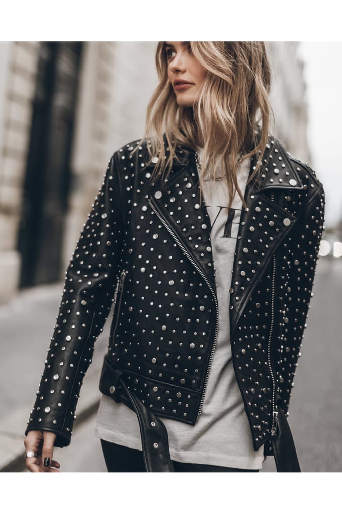 Mikuta The Studded Leather Jacket Größe: M | Lederjacken Outlet | Damen