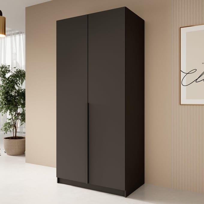 Meubella - Kledingkast Bruno - Zwart - 100 cm