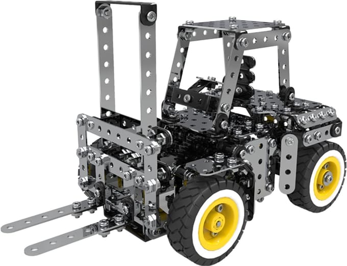 Metalen Bouwpakket Heftruck - DIY Modelbouw - 500+ Onderdelen - Beweegbaar