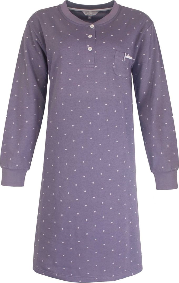 TendernessDames Nachthemd - Fleece - Bolletjes - Lila - Maat L