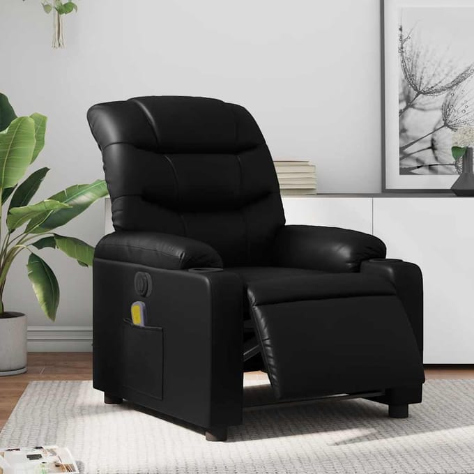 vidaXL - Massagestoel - verstelbaar - elektrisch - kunstleer - zwart