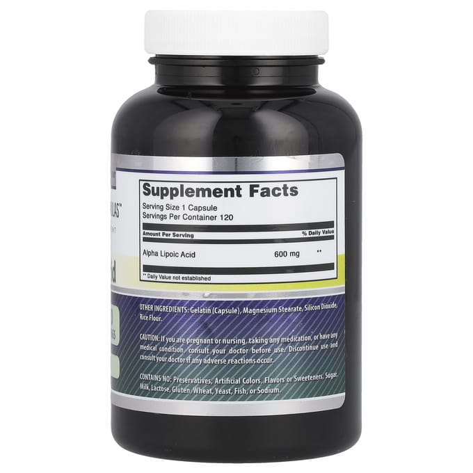Amazing Nutrition, acide alpha-lipoïque, 600 mg, 120 gélules black
