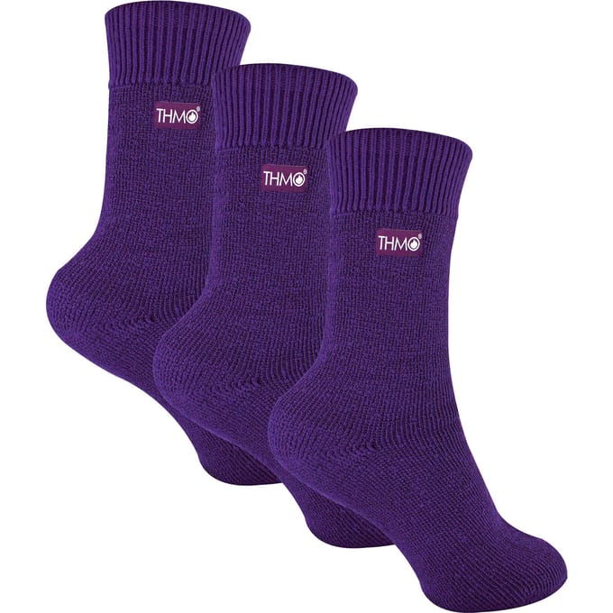 THMO - 3 paar thermo kindersokken - Paars