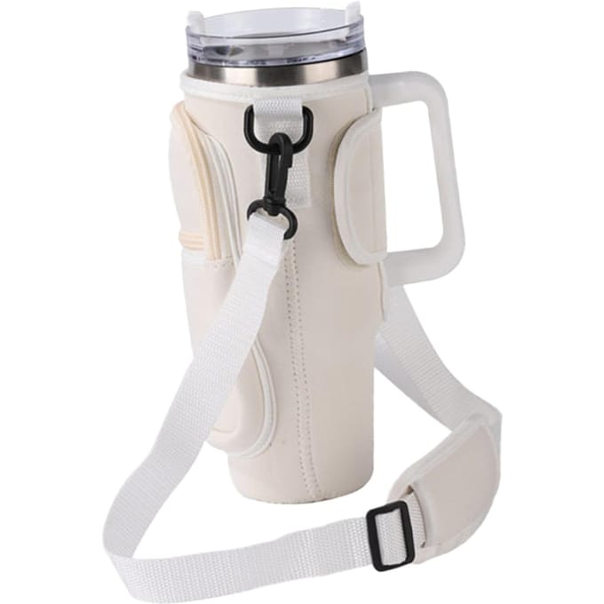 Waterfles Tas Antislip Draagbaar Dubbellaags Waterfleshouder met Handvat Geschikt voor Stanley white