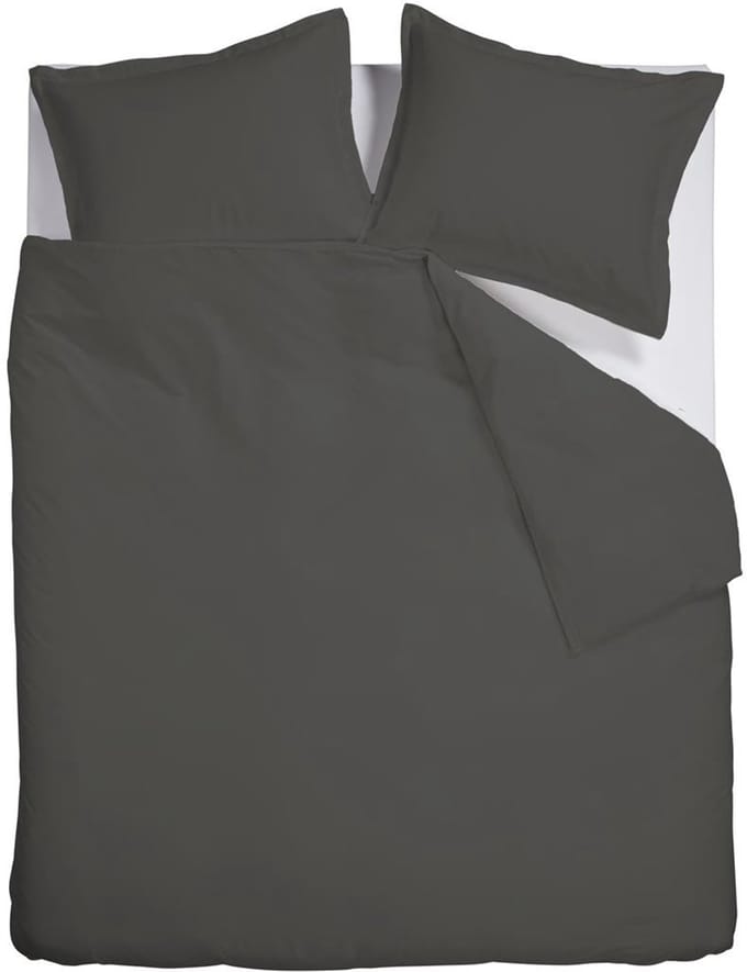 Ambiante Satin Uni dekbedovertrek - Tweepersoons - 200x200/220 cm - Donker Grijs