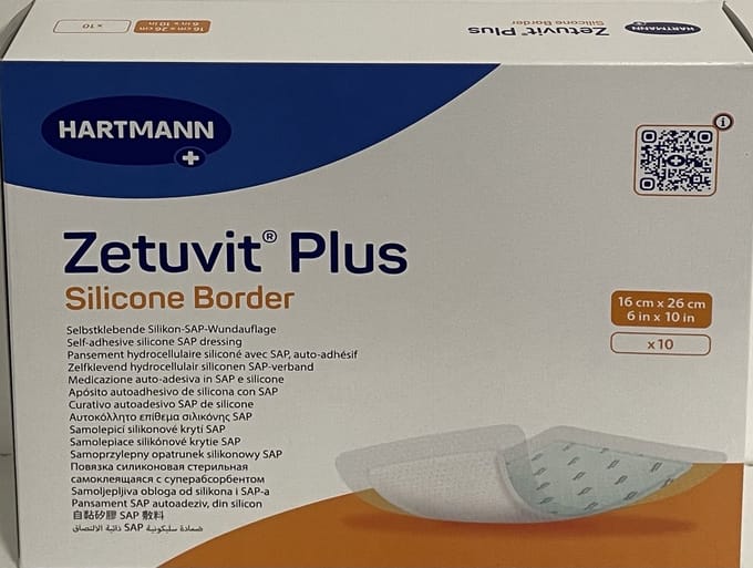 Hartmann - Zetuvit Plus - Silicone Border - 16cm x 26 cm