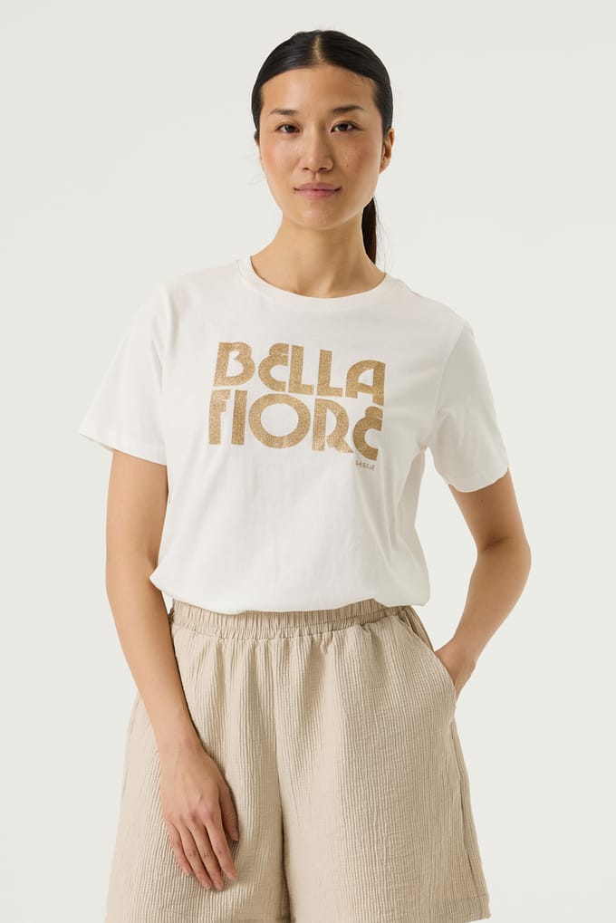 GARCIA Dames Tekst Print T-shirt Wit Korte mouw