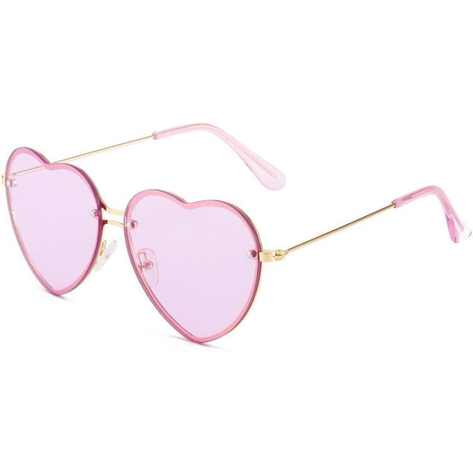 Lunettes de soleil en forme de cœur en métal pour femmes, verres transparents sans bords, à la mode, UV400