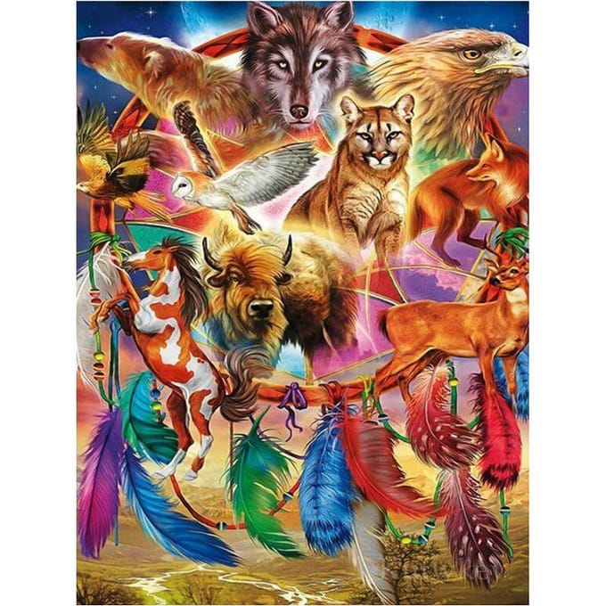 Diamant borduurwerk 5d diamant schilderij volledige boor ronde dierenfoto van steentjes 20X30CM beige