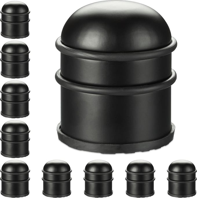 10x deurstopper rond - deurvastzetter rubber - deurstop rvs - deurbuffer - zwart