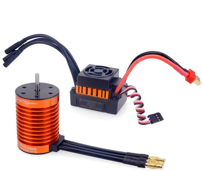 Krachtige Waterdichte Borstelloze Motor 3300KV & 60A ESC Combo Set voor 1/10 RC Auto