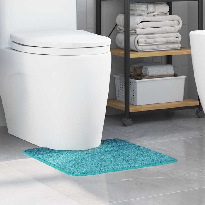 vidaXL - Antislip - Badmat - met - Toilet - Uitsnede - Turquoise - 50 - x - 50 - cm - PP