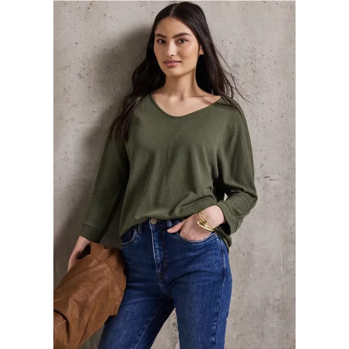 Shirt met gebreide look en V-hals