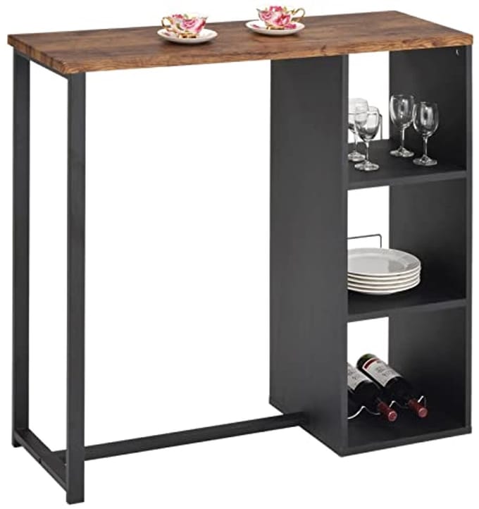 Moderne bartafel met opbergruimte en metalen frame in wildeiken look