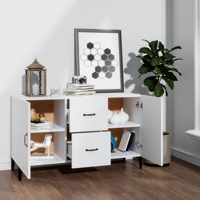 vidaXL - Dressoir - 100x36x60 - cm - bewerkt - hout - wit