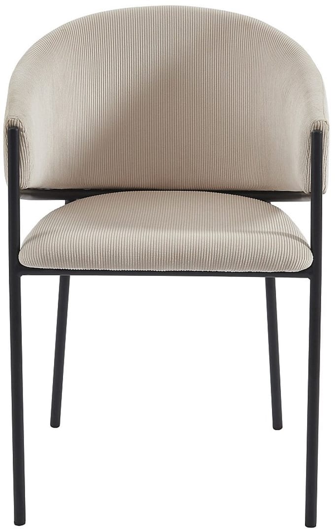Vente-unique Set van 2 stoelen met armleuningen van ribfluweel en zwart metaal - Crèmewit - ORDIDA