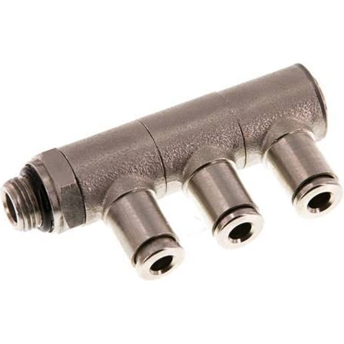 4mm x G1/8'' 3-way Manifold Messing Insteekfitting Buitendraad Draaibaar NBR