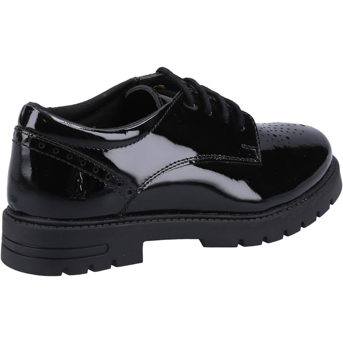 Hush Puppies Jayne Patent SNR Meisjes Zwarte Veterschoenen Van Leer
