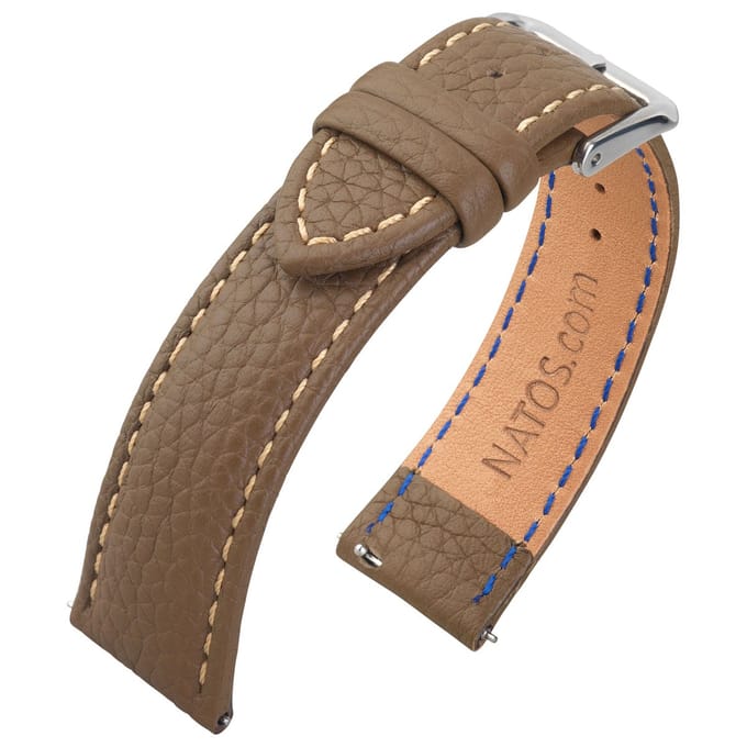 Lederen Horlogebandje Epsom Lychee Patroon Bruin - 18mm