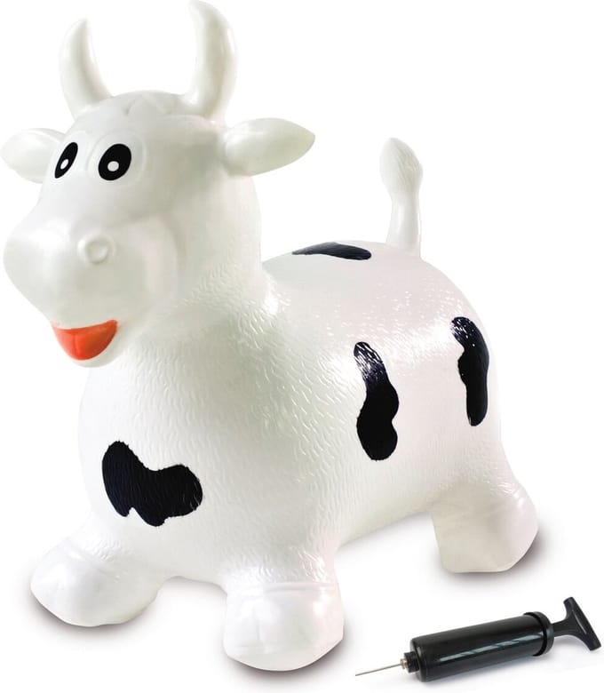 Jamara Skippybal - 460318 Skippydier Koe Wit Zwart Junior met Pomp