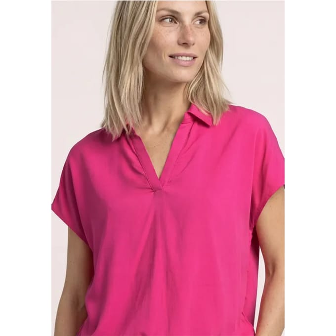 Blouseshirt met overhemdkraag en elastische zoom