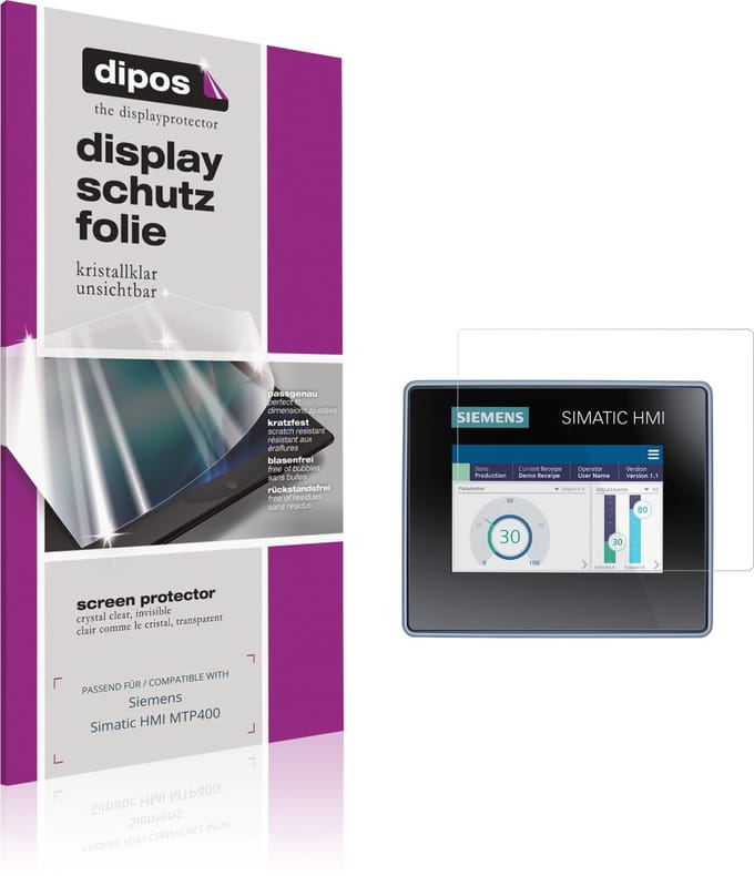 dipos – 2x Beschermfolie geschikt voor Siemens Simatic HMI MTP400 | Krasbestendige & heldere Screenprotector Ultra-Thin