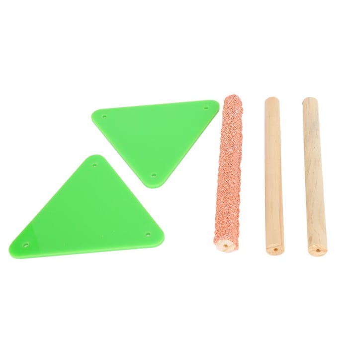 Support pour perroquet, perchoir triangulaire, barre arénacée (Couleur du support latéral aléatoire) beige