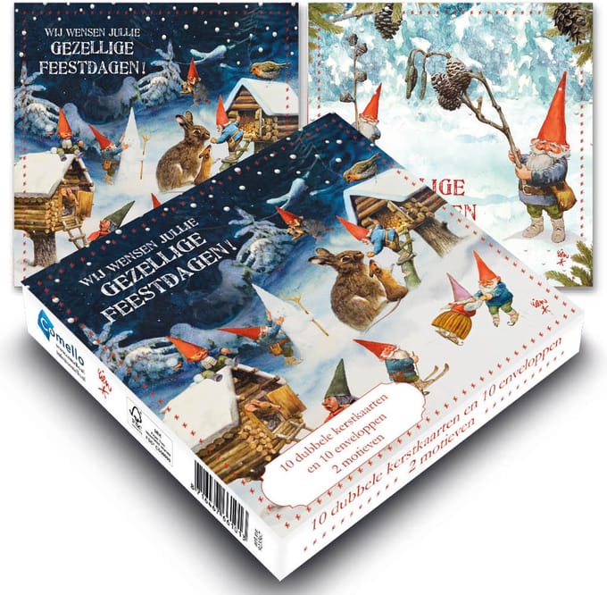 Rien Poortvliet kabouter kerstdoosje - Boswandeling - Winterdorp