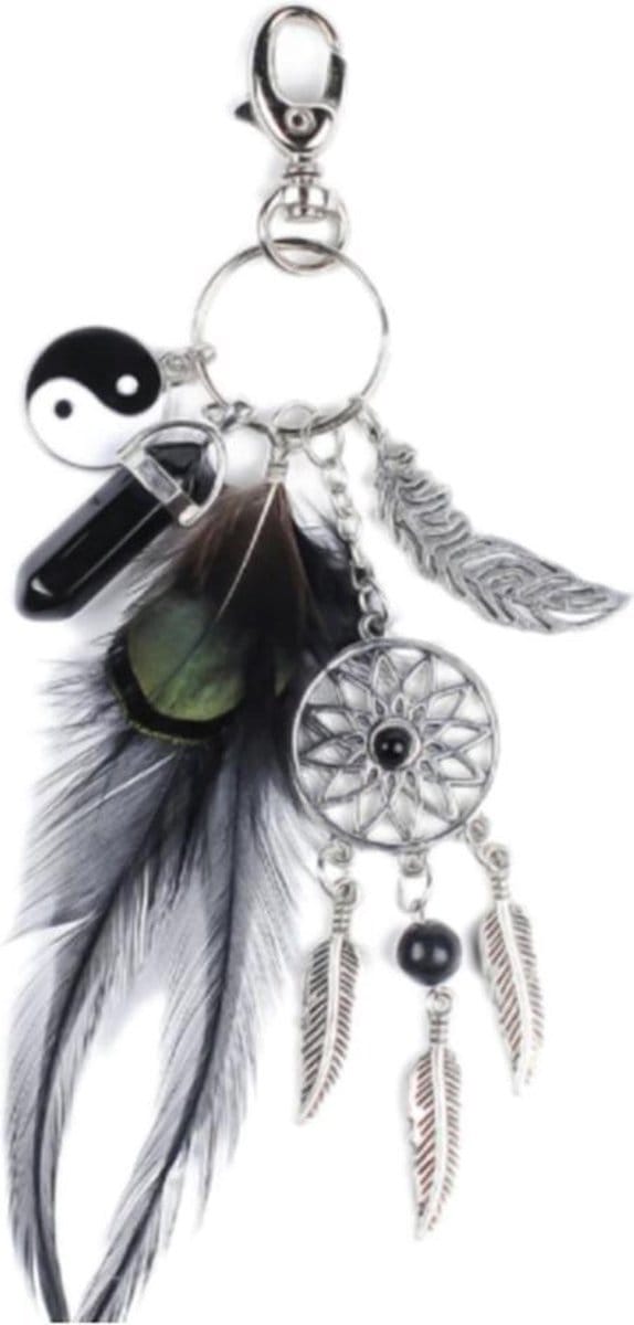 DW4Trading Dromenvanger Sleutelhanger  - Dreamcatcher - Zwart